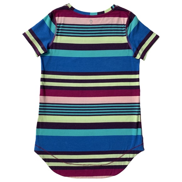Ivivva Girls Multicolored Striped Short Sleeve Tee Top Size 8 - Picture 4 of 14